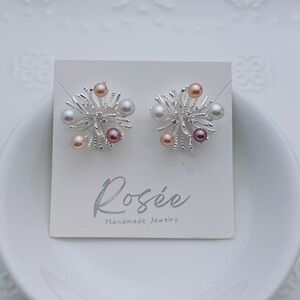 26E182 Handmade Freshwater Candy Pearl Earrings